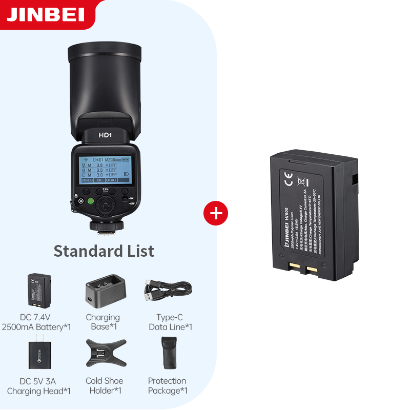 Photography Outdoor - JINBEI HD-1 Rundkopf-HSS-Speedlite Outdoor-Fotografie-Kamerablitzlicht Li-Ionen-Akku-Kit mit