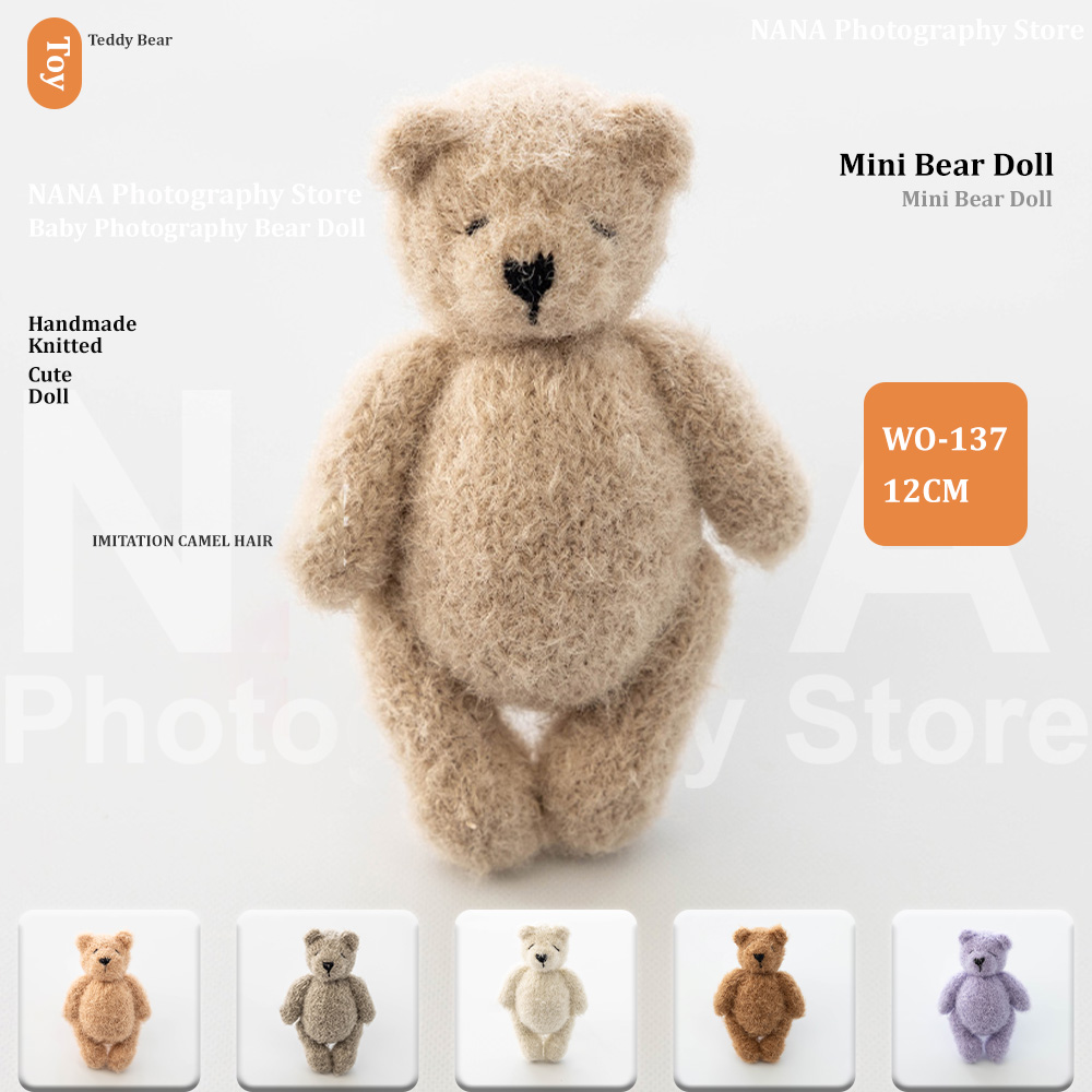 Photography Life - Handgemachte gestrickte Teddybär-Puppen, Fotografie-Spielzeug, Mohair, niedliches