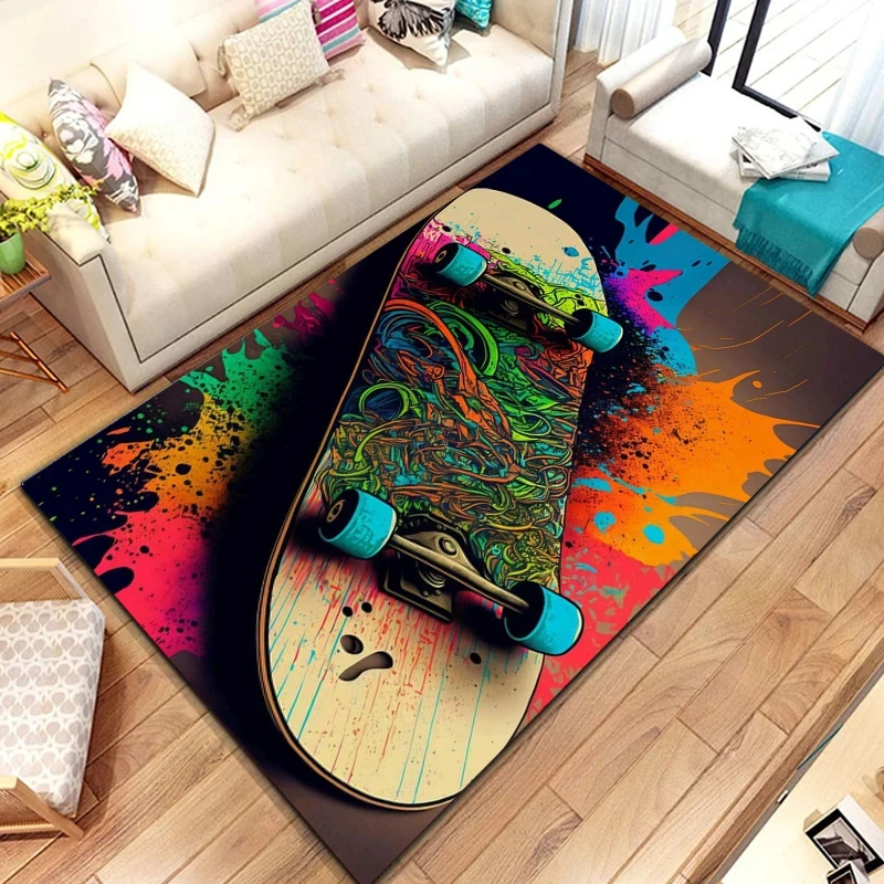 Photography Yoga - Bunter Teppich mit Skateboard-Logo-Aufdruck, modische Yogamatte,